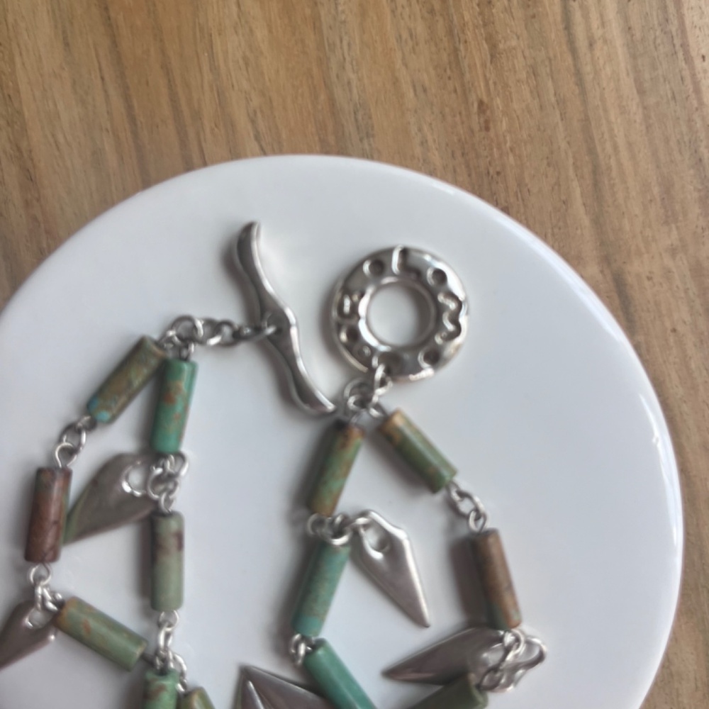 RLM Studio double strand turqouise and sterling silver bracelet, 8.25" green - Picture 10 of 10
